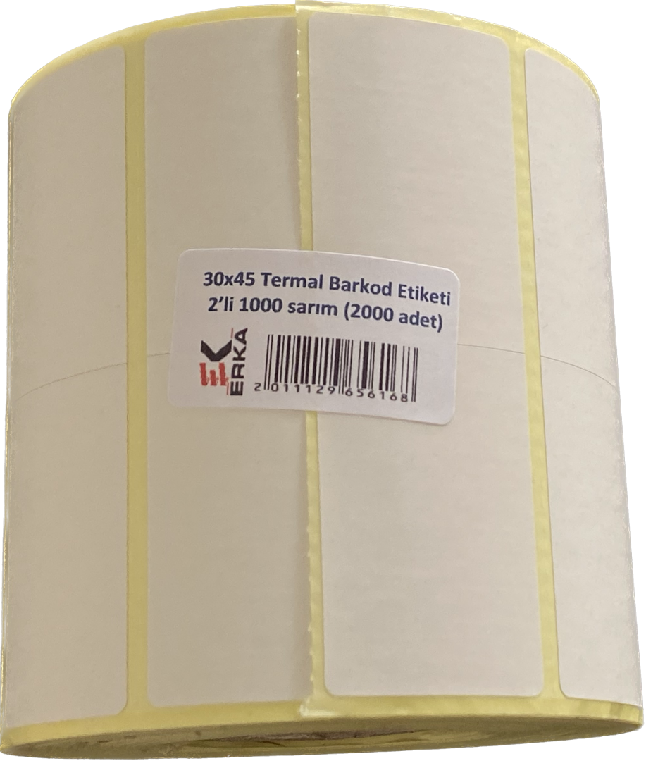 30x45 Termal Barkod Etiketi Yanyana 2'li 1000 sarım 200